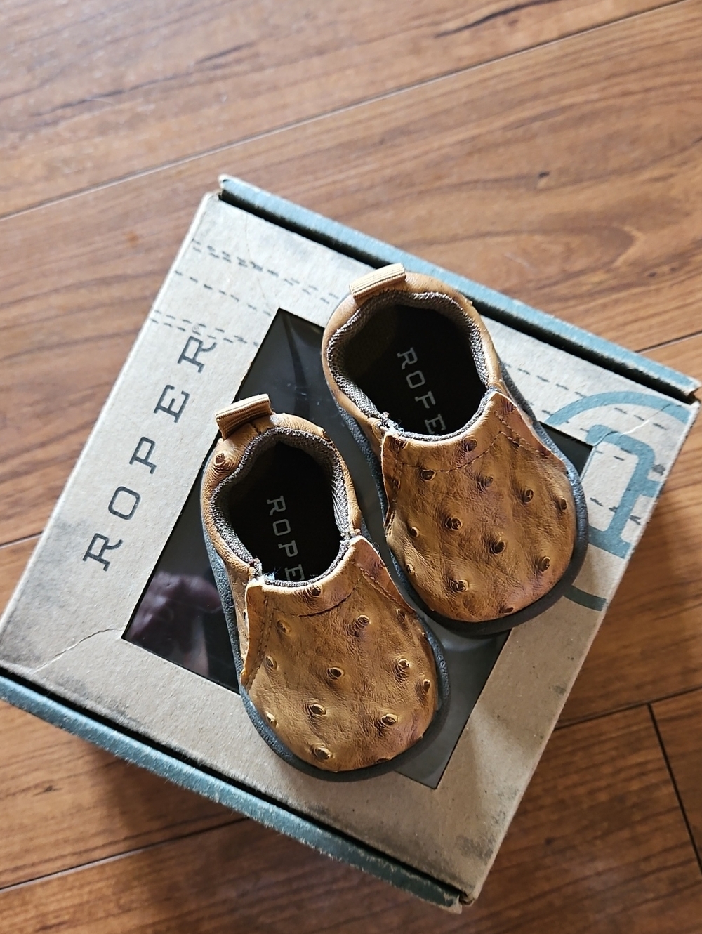 Cowbaby Leather Upper And Sole Boot Roper Toddler Brown Slip-On Shoes